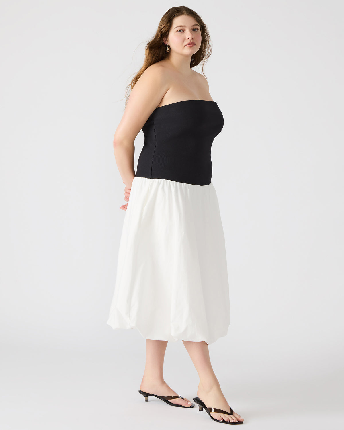 OLIVER Dress Smoke Strapless Midi Bubble Dress | Women's Dresses - Steve Madden