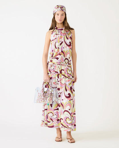 GALA Dress Petal Paisley Maxi Halter Neck Flowy Open-Back Women's Dress - Steve Madden