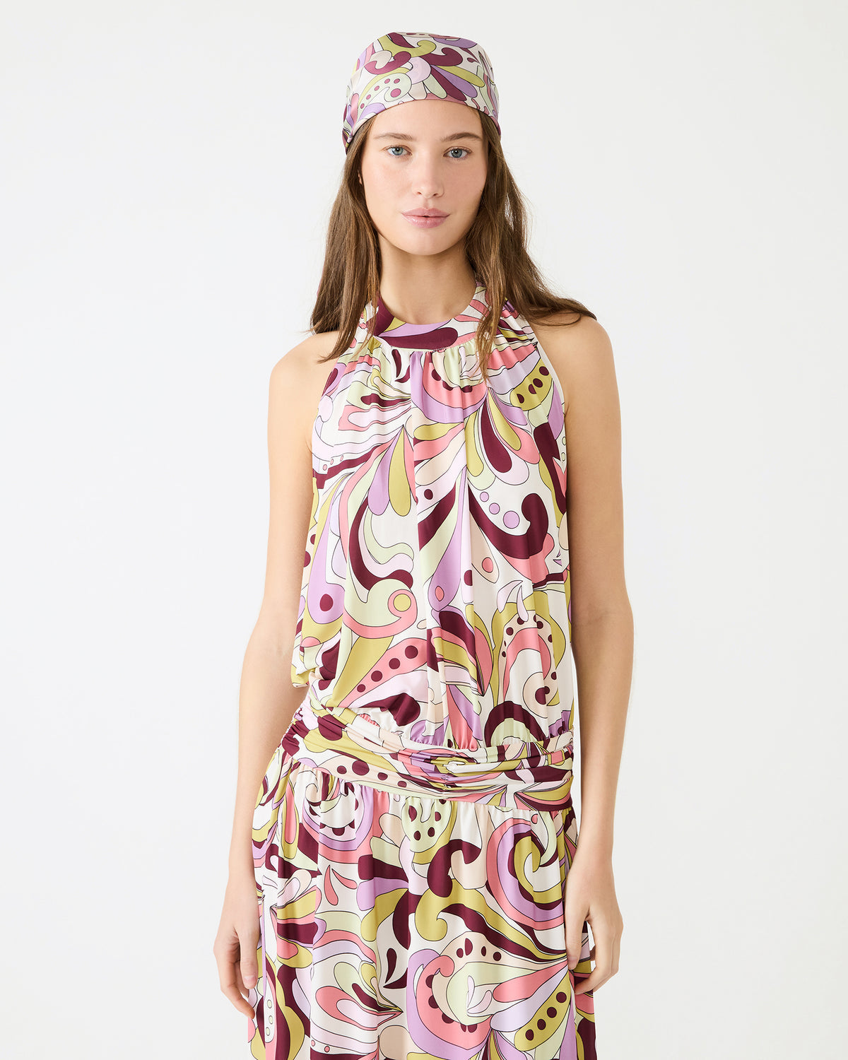 GALA Dress Petal Paisley Maxi Halter Neck Flowy Open-Back Women's Dress - Steve Madden
