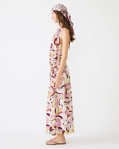 GALA Dress Petal Paisley Maxi Halter Neck Flowy Open-Back Women's Dress - Steve Madden