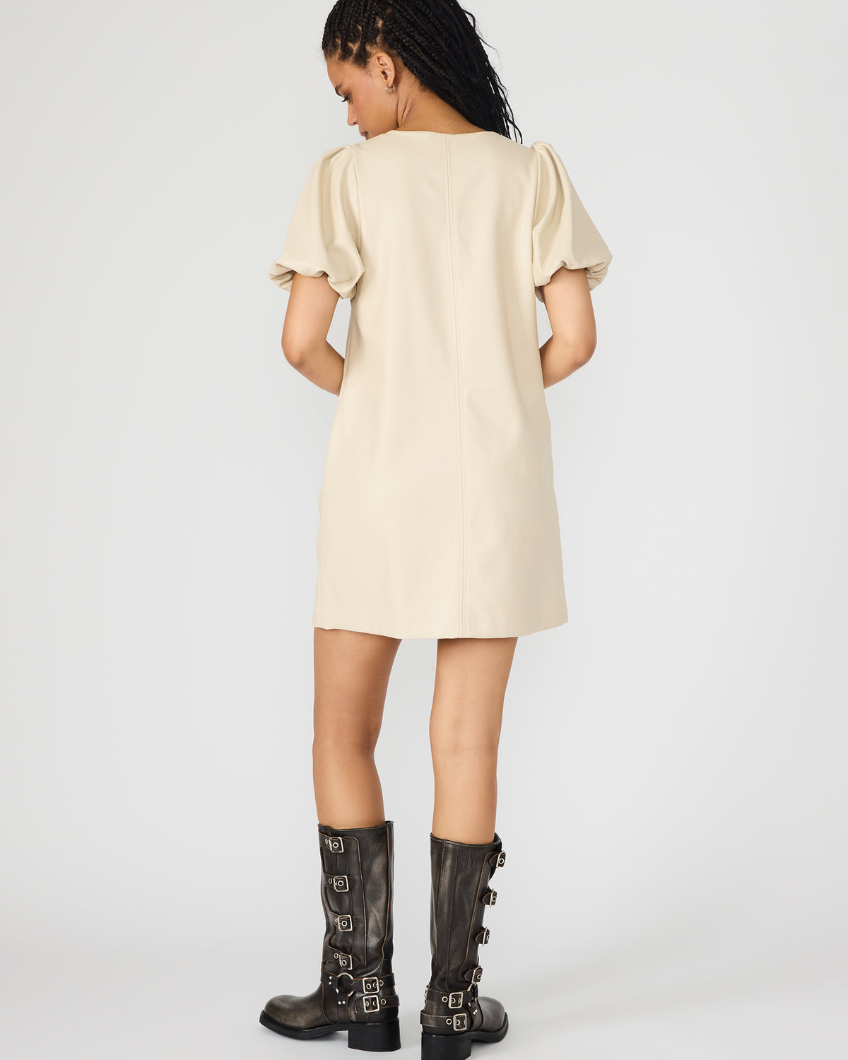 TILLY Bone Short-Sleeved Faux Leather Women's Dress - Steve Madden