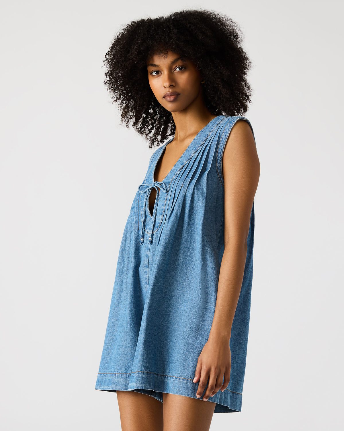 MICK Denim Pull-On Tie-Front Women's Romper - Steve Madden