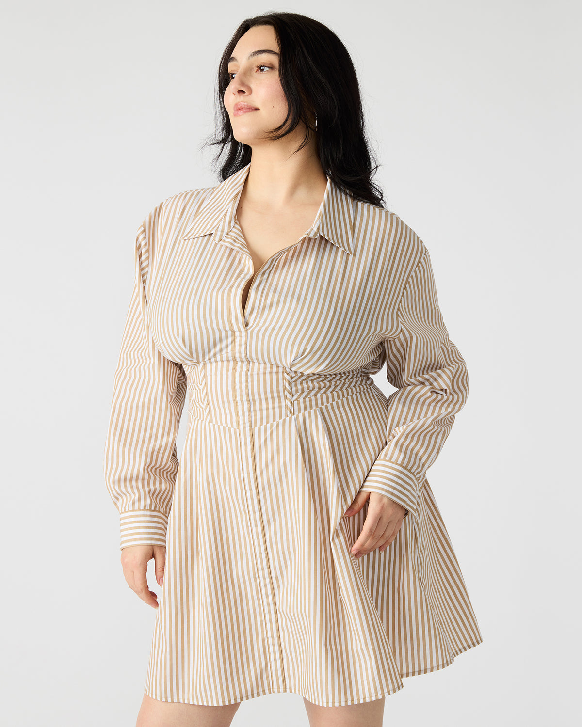 ARIA Taupe Women's Button-Up Mini Dress - Steve Madden