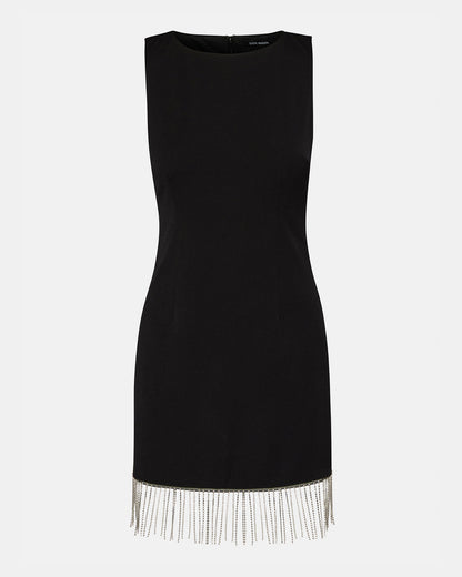ELENORA Dress Black | Women's Sleeveless Bodycon Rhinestone Fringe Dress - Steve Madden