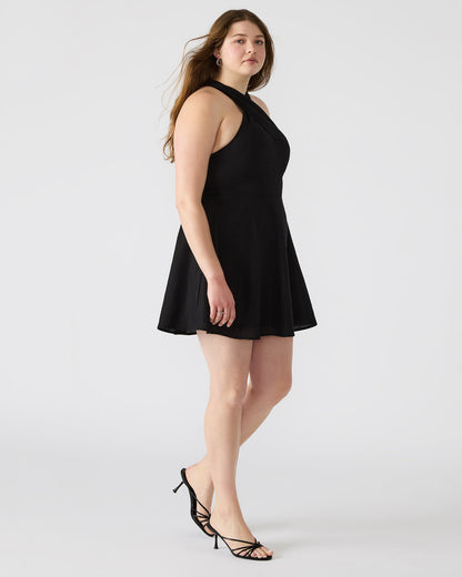 KOSTA Black Women's Mini Halter Cross-Neck Dress - Steve Madden