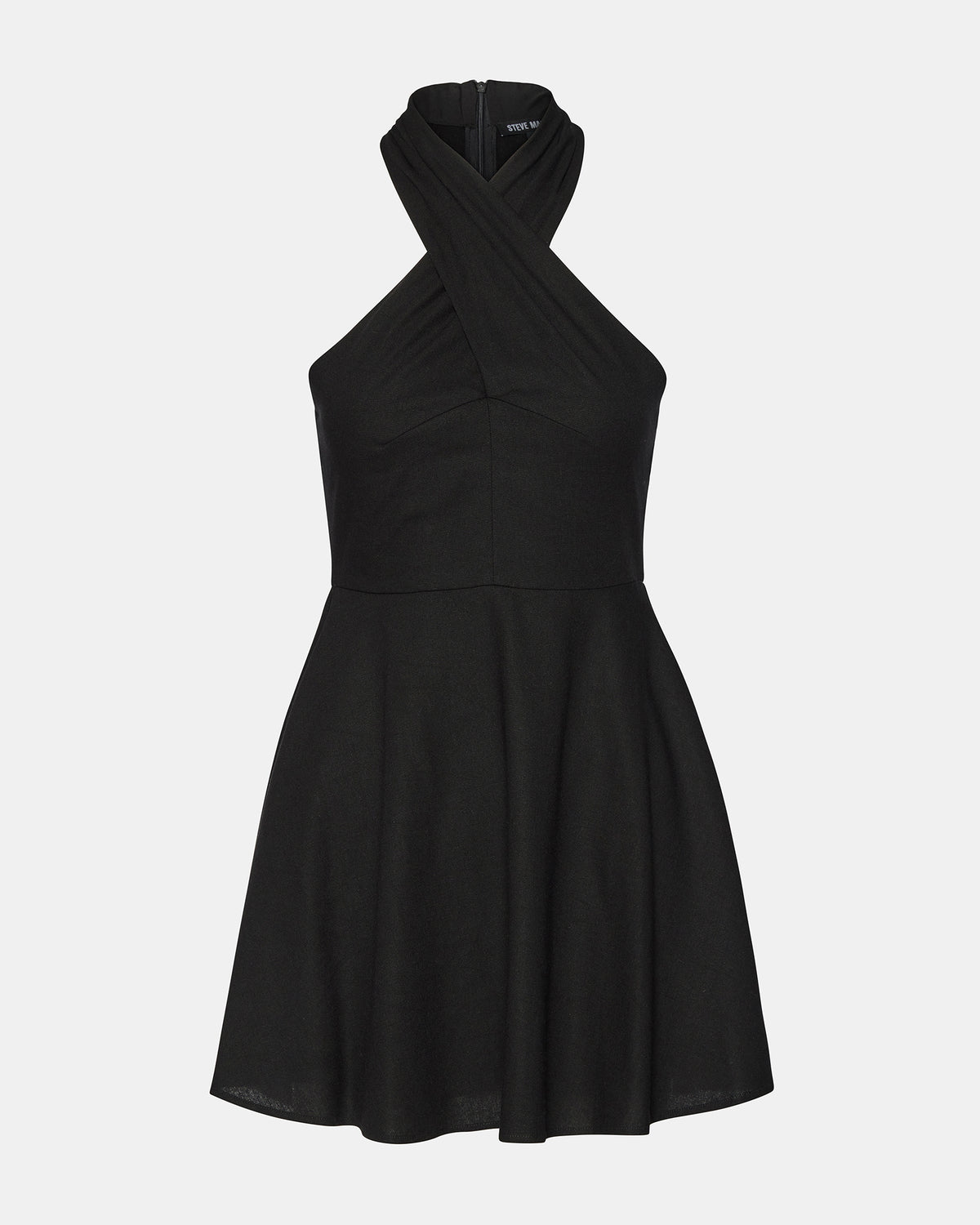 KOSTA Black Women's Mini Halter Cross-Neck Dress - Steve Madden