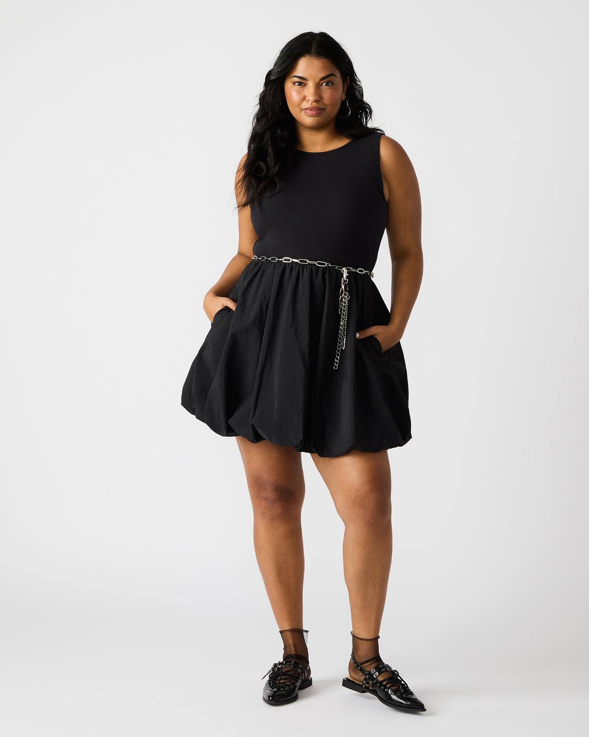 PALERMO Black Women's Mini Bubble-Hem Dress - Steve Madden
