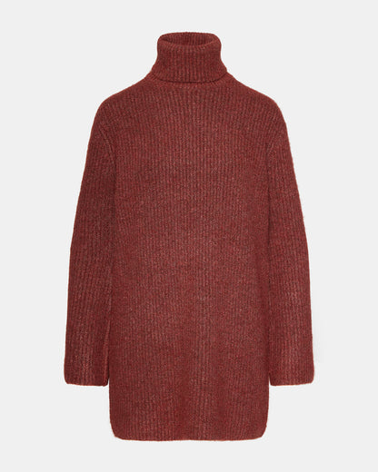 ABBIE Sweater Dress Rust | Mini Turtleneck Flared Sleeve Dress - Steve Madden
