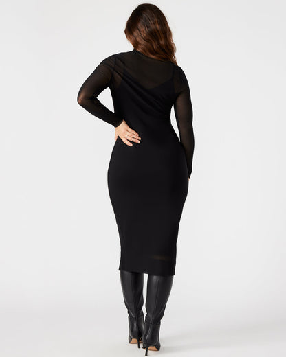 VIVIENNE Black Women's Mock Neck Midi Dress - Steve Madden