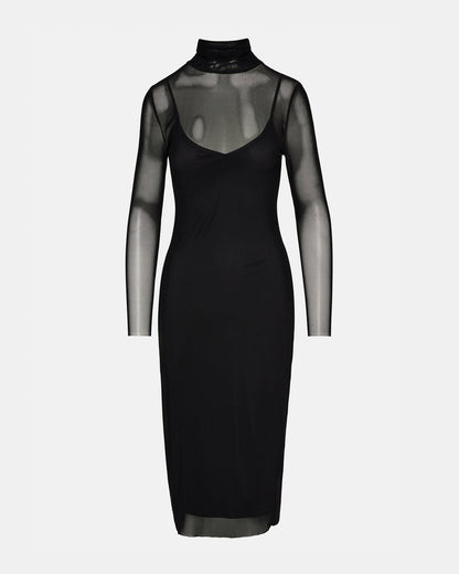 VIVIENNE Black Women's Mock Neck Midi Dress - Steve Madden