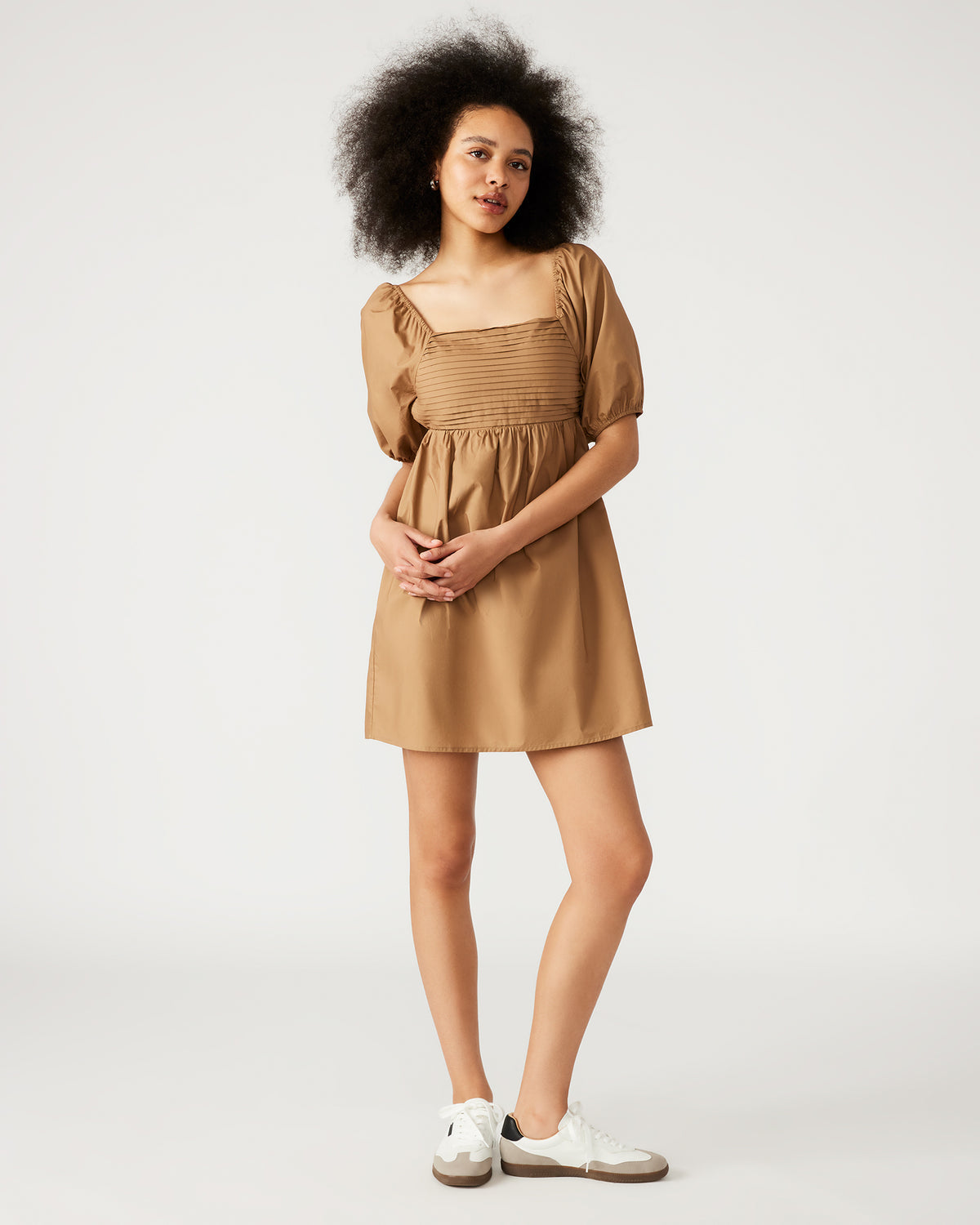 INARA Dress Beige | Women's Puff Sleeve Mini Dress - Steve Madden