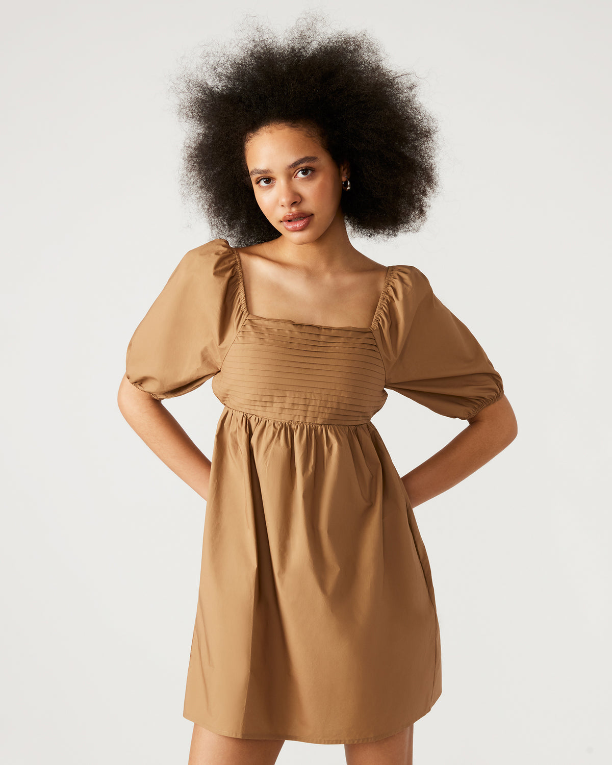 INARA Dress Beige | Women's Puff Sleeve Mini Dress - Steve Madden