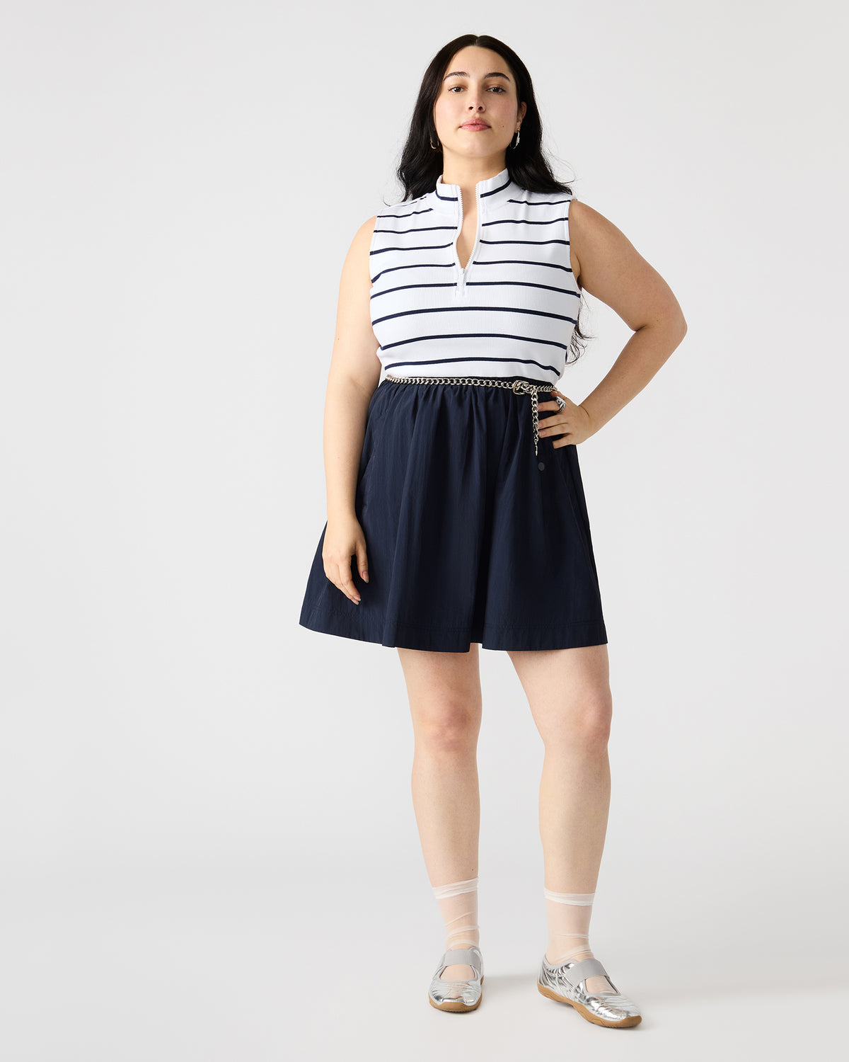 LYON Navy Women's Collared Sleeveless Flowy Dress - Steve Madden