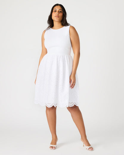 JULIAN White Women's Eyelet Sleeveless Midi Dress - Steve Madden