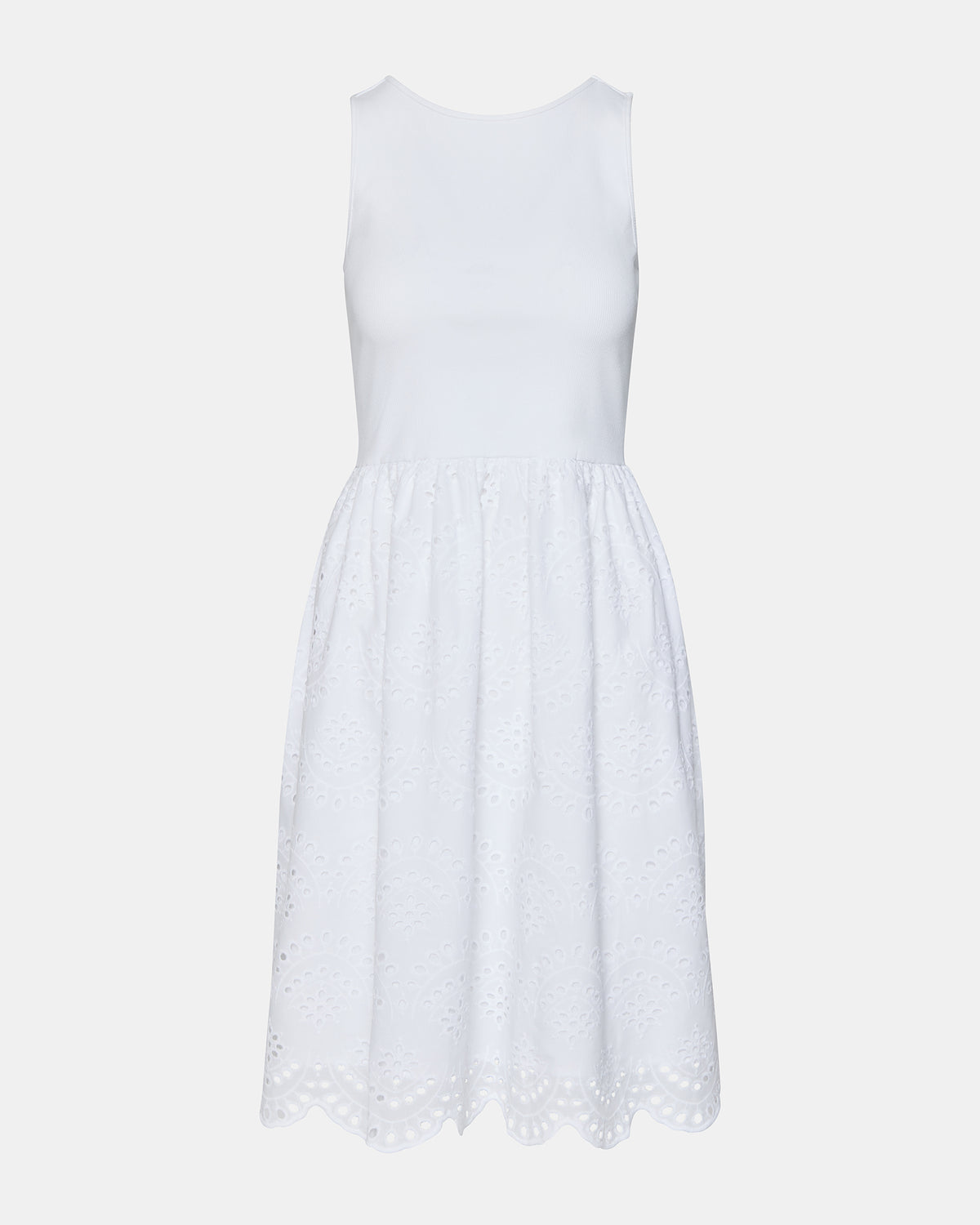 JULIAN White Women's Eyelet Sleeveless Midi Dress - Steve Madden