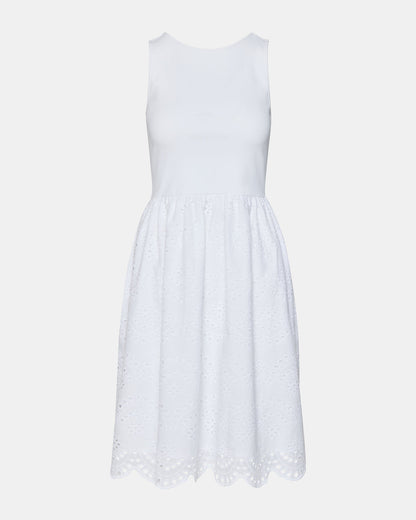 JULIAN White Women's Eyelet Sleeveless Midi Dress - Steve Madden
