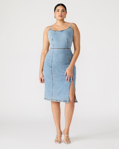 GISELLE Denim Midi Women's Dress with Slit - Steve Madden