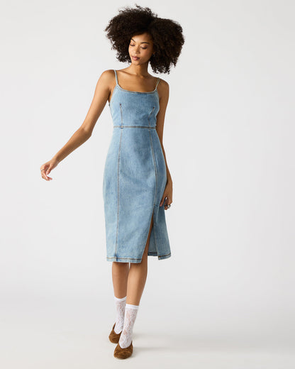 GISELLE Denim Midi Women's Dress with Slit - Steve Madden