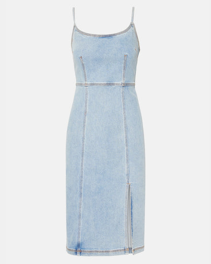 GISELLE Denim Midi Women's Dress with Slit - Steve Madden