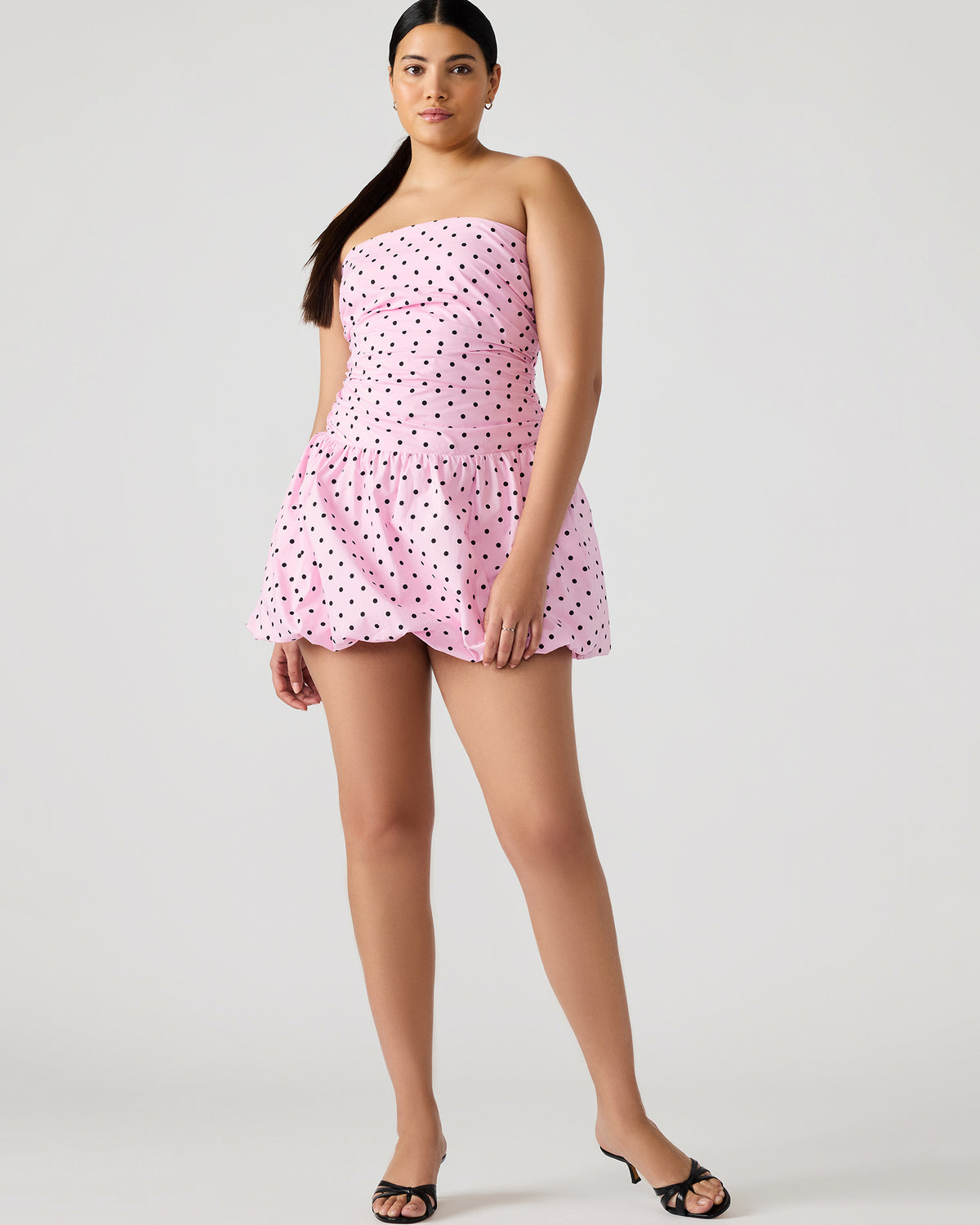 GIGI Pink Women's Strapless Mini Bubble-Hem Dress - Steve Madden