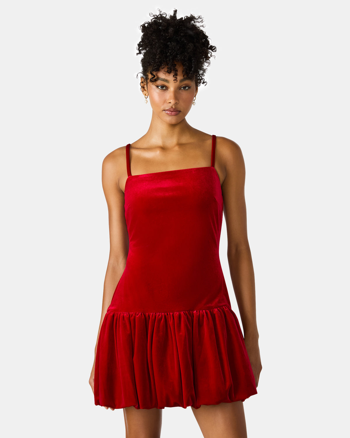 GIOVANNA Red Velvet Bubble Skirt Sleeveless Mini Women's Dress - Steve Madden