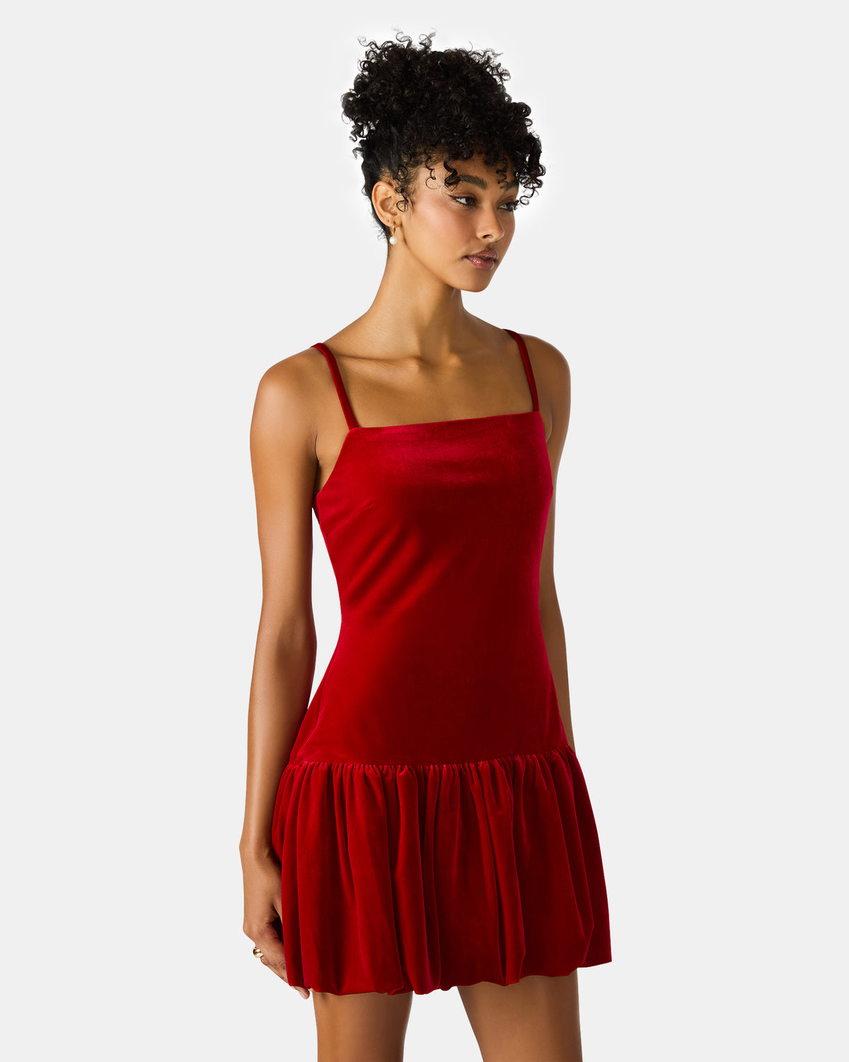 GIOVANNA Red Velvet Bubble Skirt Sleeveless Mini Women's Dress - Steve Madden