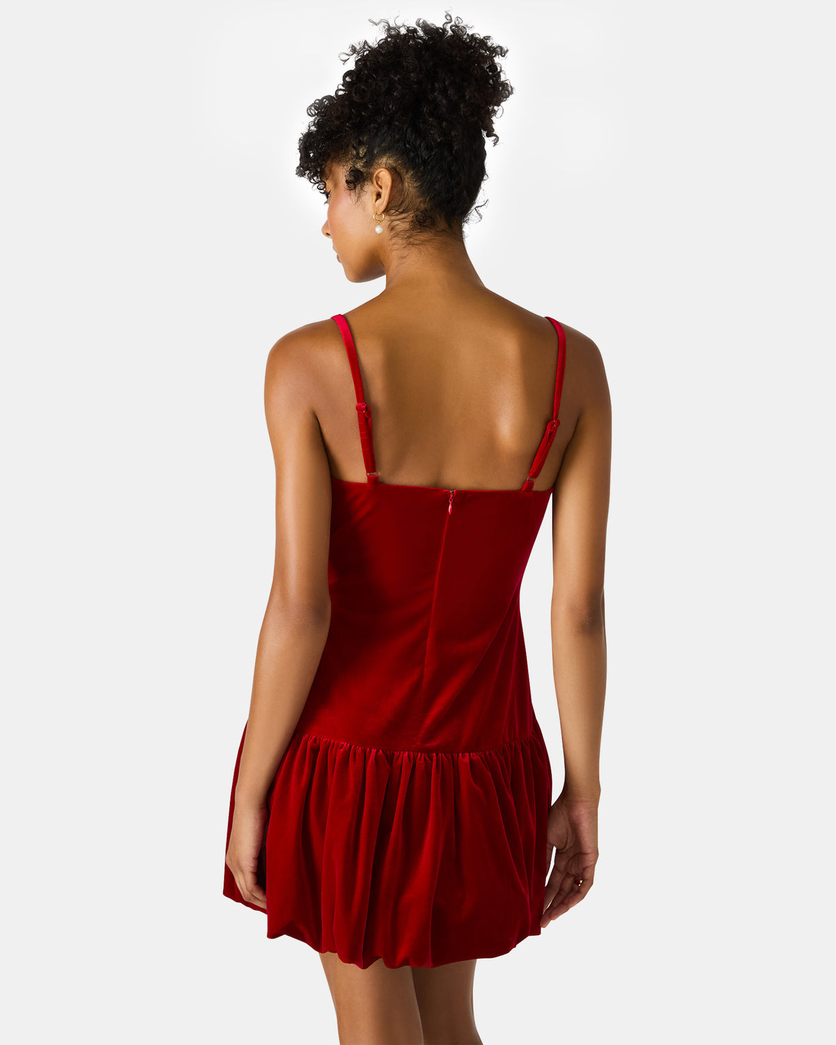 GIOVANNA Red Velvet Bubble Skirt Sleeveless Mini Women's Dress - Steve Madden