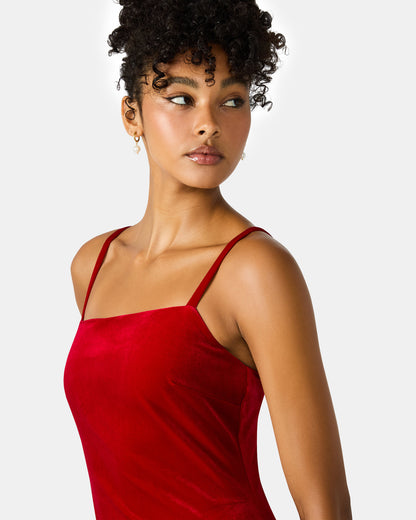GIOVANNA Red Velvet Bubble Skirt Sleeveless Mini Women's Dress - Steve Madden