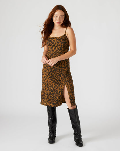 GISELLE Leopard Women's Midi Women's Dress with Slit - Steve Madden