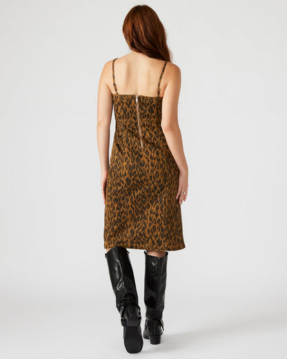 GISELLE Leopard Women's Midi Women's Dress with Slit - Steve Madden