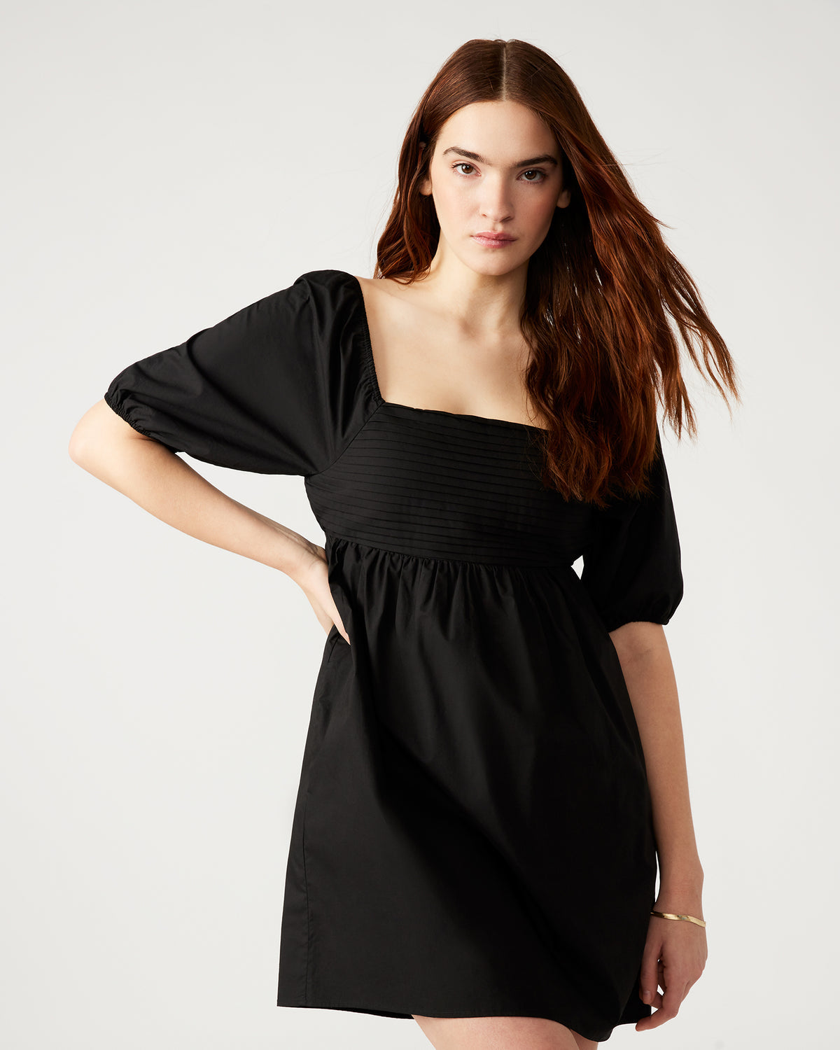INARA Dress Black | Women's Puff Sleeve Mini Dress - Steve Madden