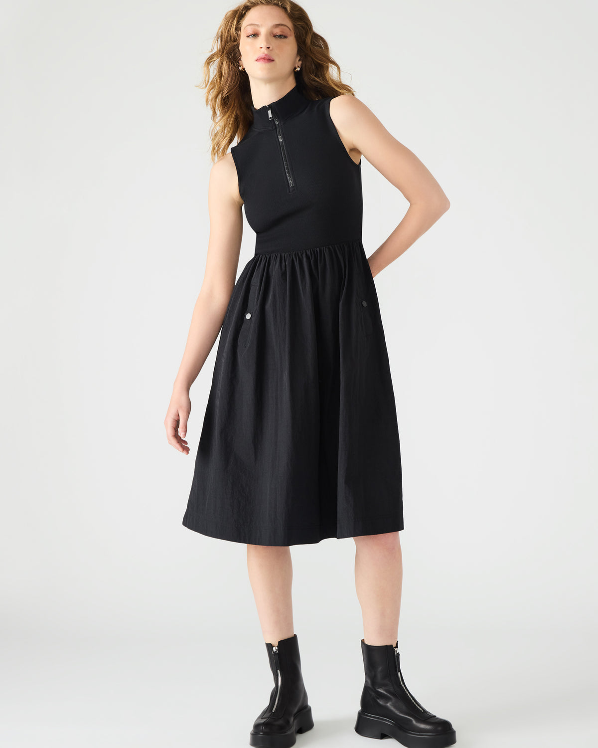 BERLIN White Women's Mock Neck Midi Dress - Steve Madden
