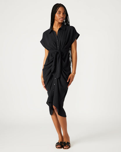 TORI Black Knit Button Up Collared Midi Dress - Steve Madden