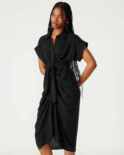 TORI Black Knit Button Up Collared Midi Dress - Steve Madden