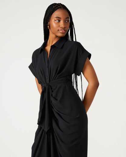 TORI Black Knit Button Up Collared Midi Dress - Steve Madden
