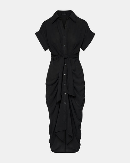 TORI Black Knit Button Up Collared Midi Dress - Steve Madden