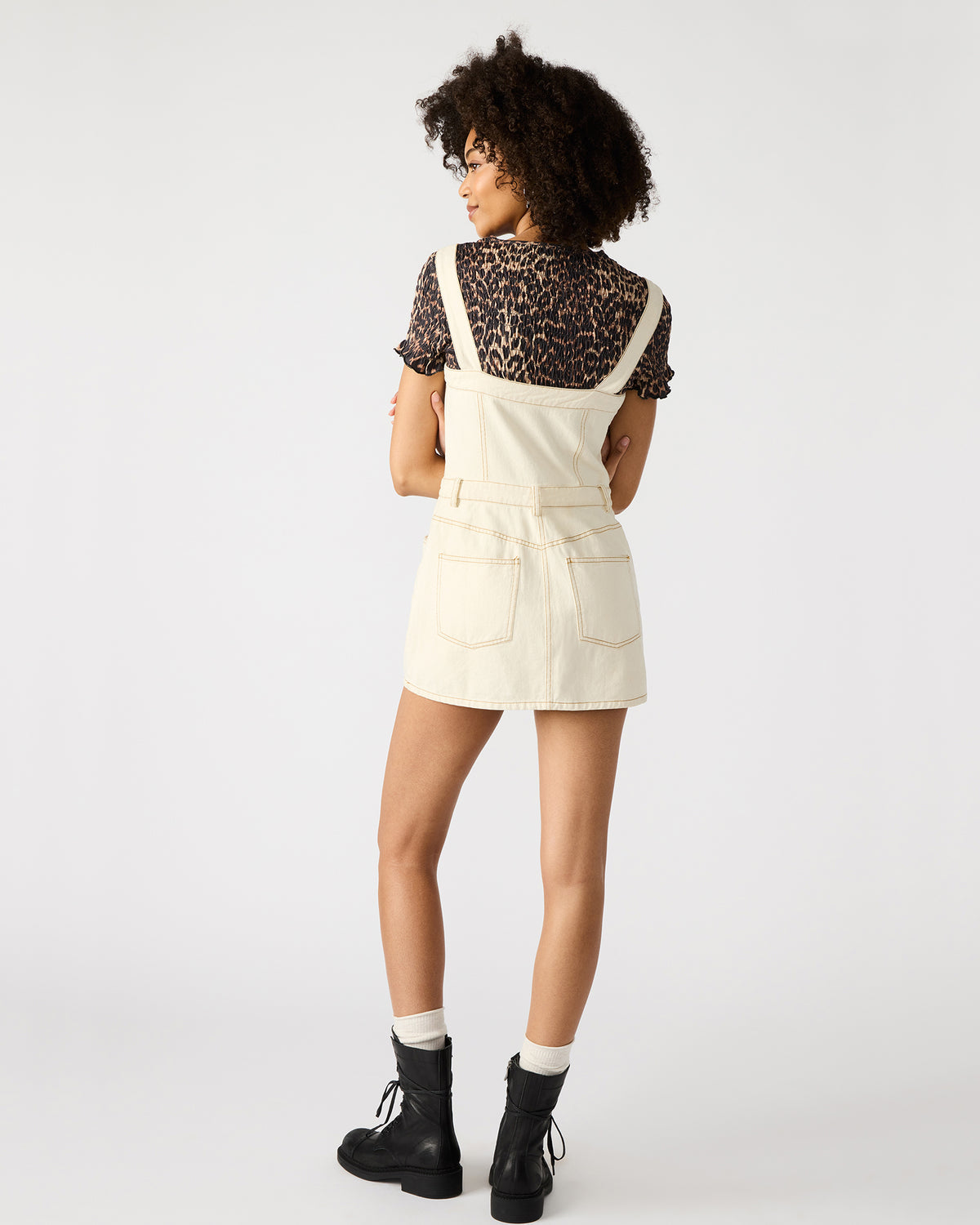 LAKE Cream Women's Button-Up Overall Mini Dress - Steve Madden