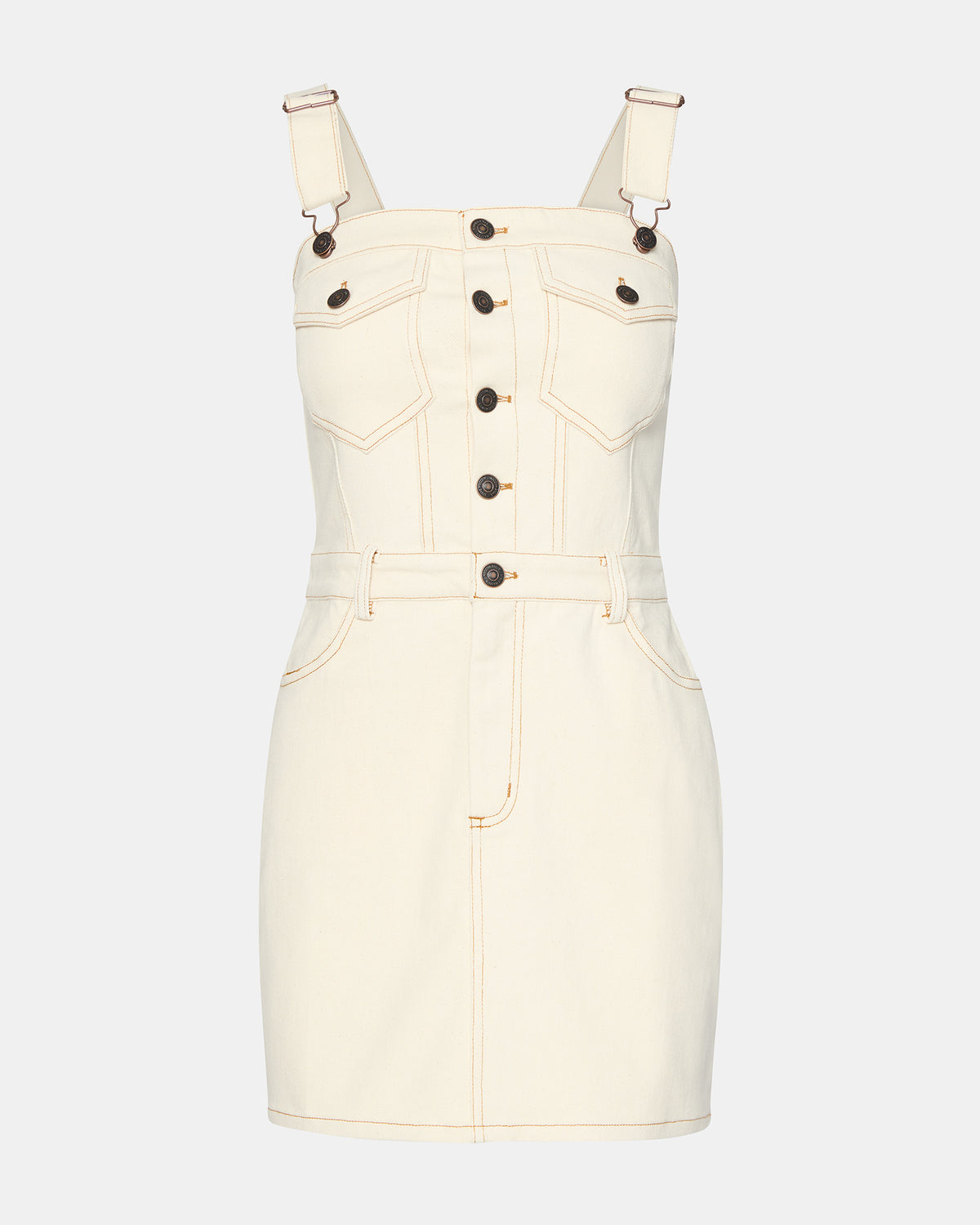 LAKE Cream Women's Button-Up Overall Mini Dress - Steve Madden