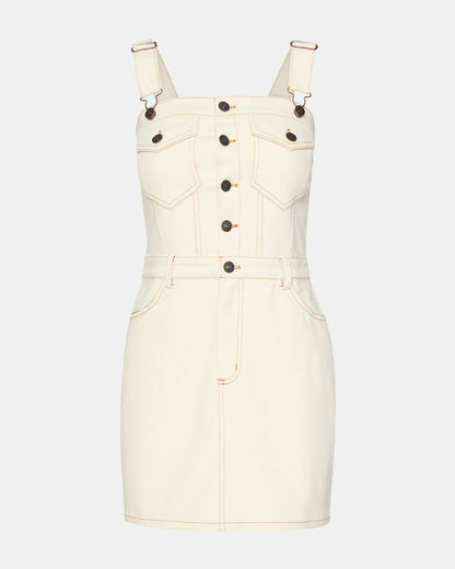 LAKE Cream Women's Button-Up Overall Mini Dress - Steve Madden
