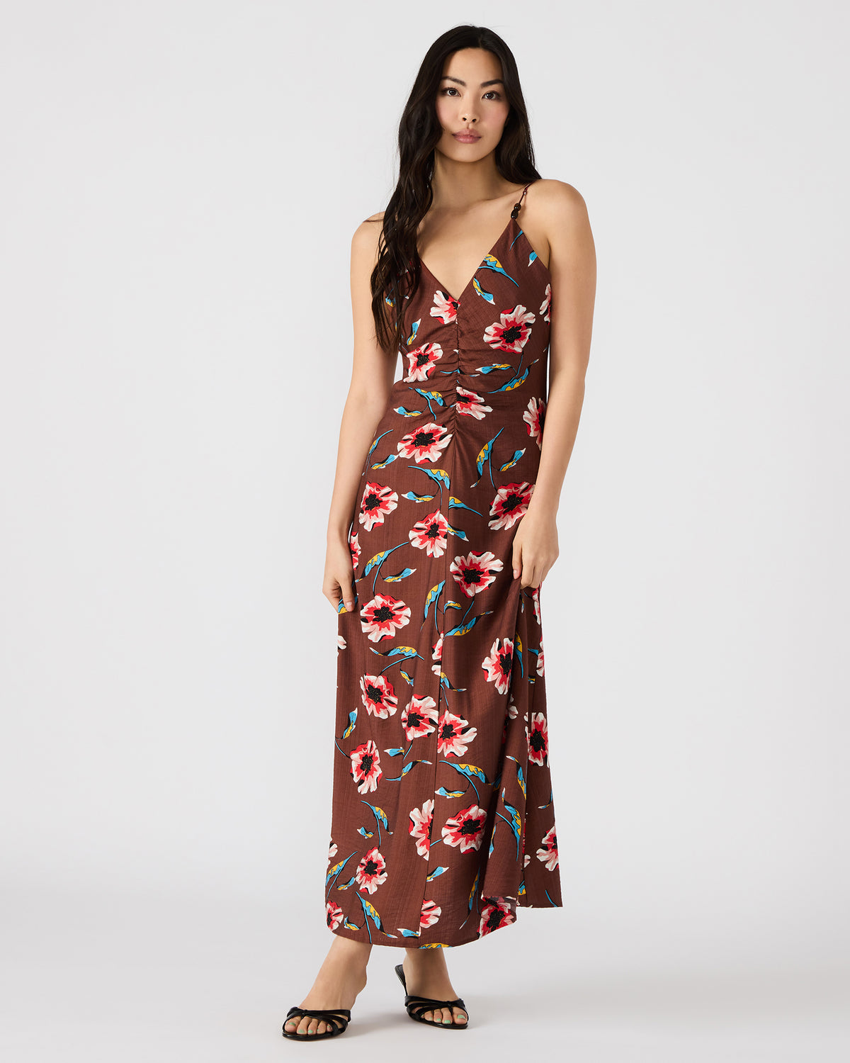 MONROE Brown Floral Print Flowy Maxi Dress - Steve Madden
