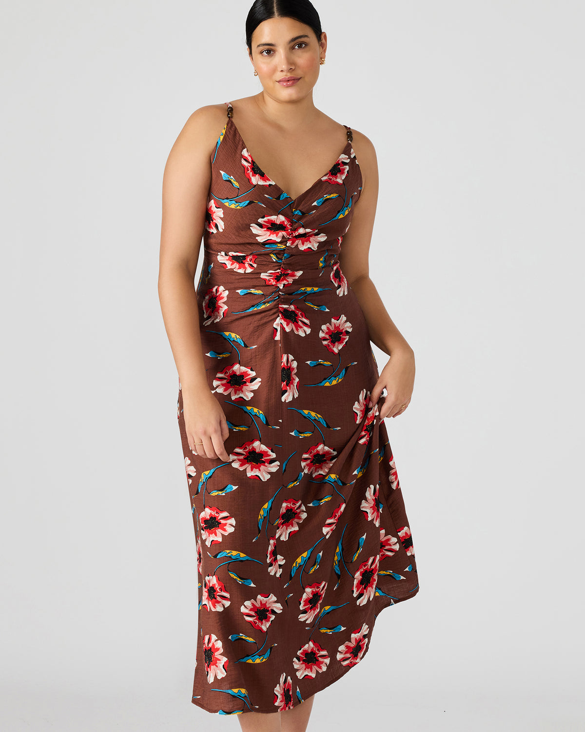 MONROE Brown Floral Print Flowy Maxi Dress - Steve Madden