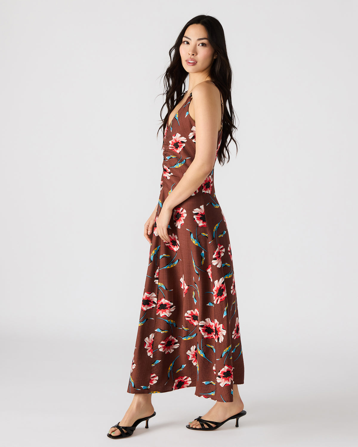 MONROE Brown Floral Print Flowy Maxi Dress - Steve Madden