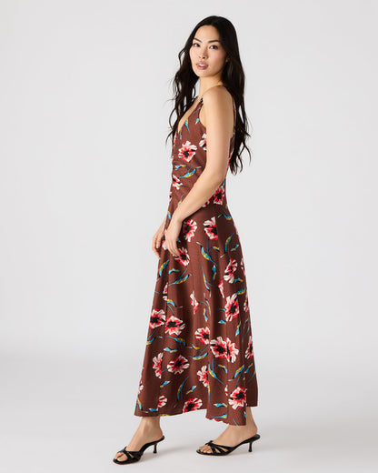 MONROE Brown Floral Print Flowy Maxi Dress - Steve Madden