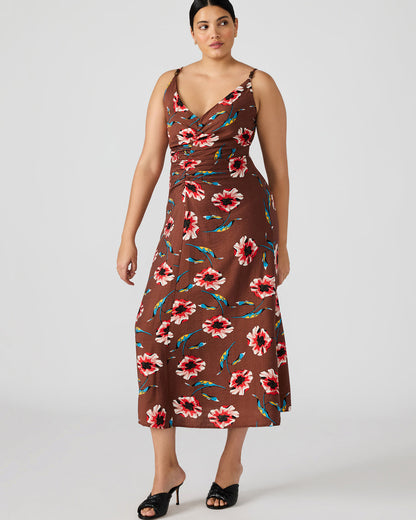 MONROE Brown Floral Print Flowy Maxi Dress - Steve Madden