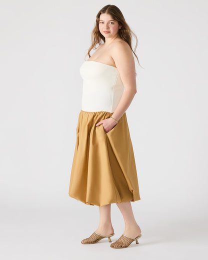 OLIVER Taupe Women's Strapless Midi Bubble Dress - Steve Madden