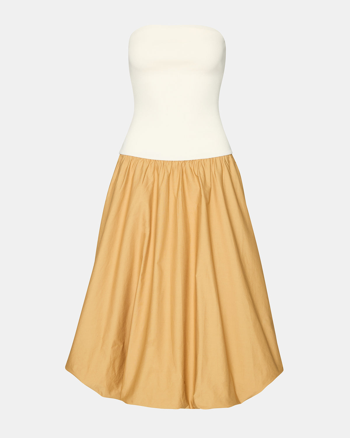 OLIVER Taupe Women's Strapless Midi Bubble Dress - Steve Madden