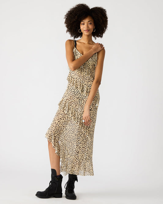 AIDA Sand Women's Flowy Sleeveless Ruffle Maxi Dress - Steve Madden