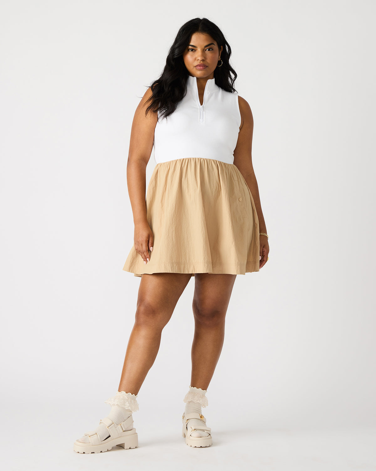 LYON Taupe Women's Collared Sleeveless Flowy Dress - Steve Madden
