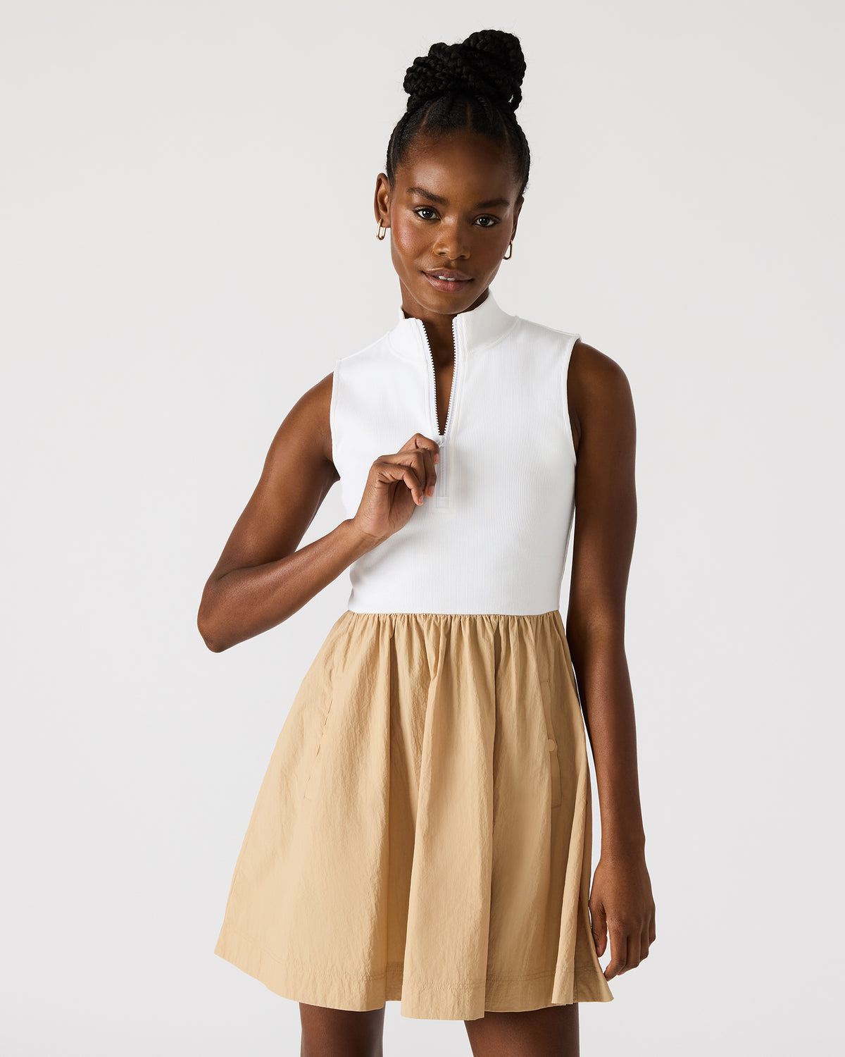 LYON Taupe Women's Collared Sleeveless Flowy Dress - Steve Madden