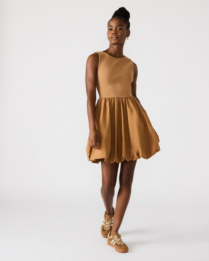 PALERMO Camel Women's Mini Bubble-Hem Dress - Steve Madden